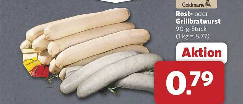 Goldmarie Rost- oder Grillbratwurst 90-g-Stück (1 kg = 8.77)