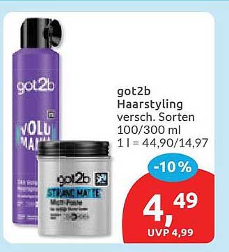 got2b Haarstyling versch. Sorten 100/300 ml 1 l = 44,90/14,97