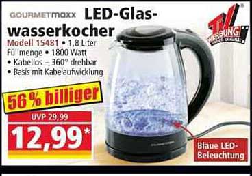 GOURMETMAXX LED-Glas-wasserkocher