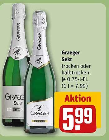 Graeger Sekt trocken oder halbtrocken, je 0,75-l-Fl. (1 l = 7.99)