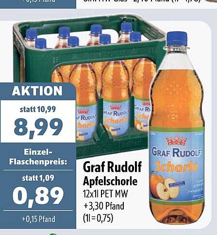 Graf Rudolf Apfelschorle 12x1 PET MW +3,30 Pfand (1l = 0,75)