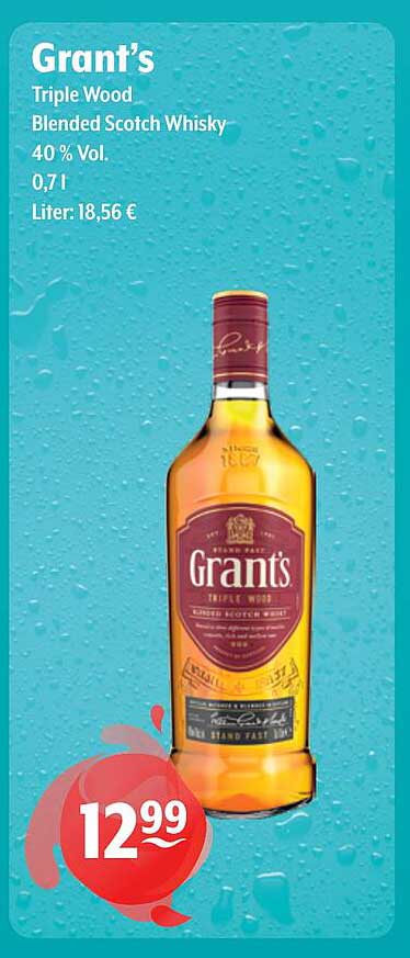 Grant's Triple Wood Blended Scotch Whisky 40 % Vol. 0,7l