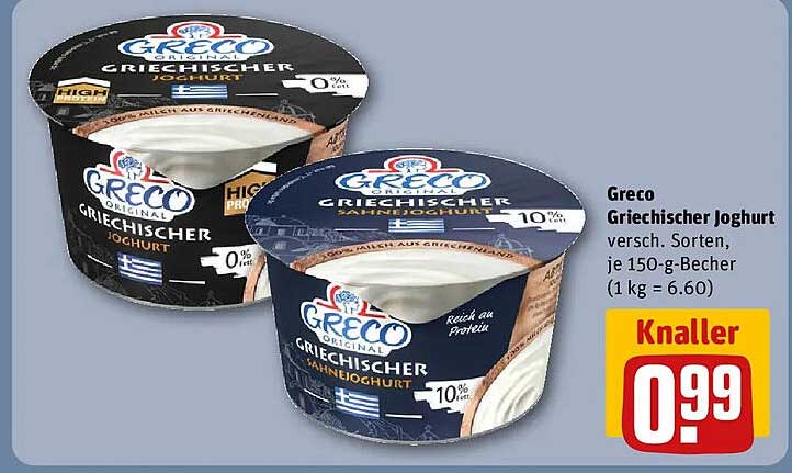 Greco Griechischer Joghurt versch. Sorten, je 150-g-Becher (1 kg = 6.60)