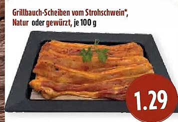 Grillbauch-Scheiben vom Strohschwein*, Natur oder gewürzt, je 100 g