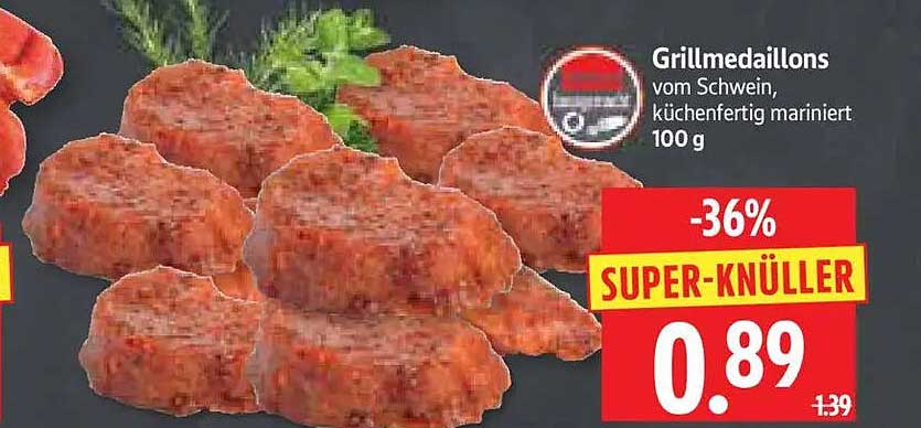Grillmedaillons vom Schwein, küchenfertig mariniert 100 g