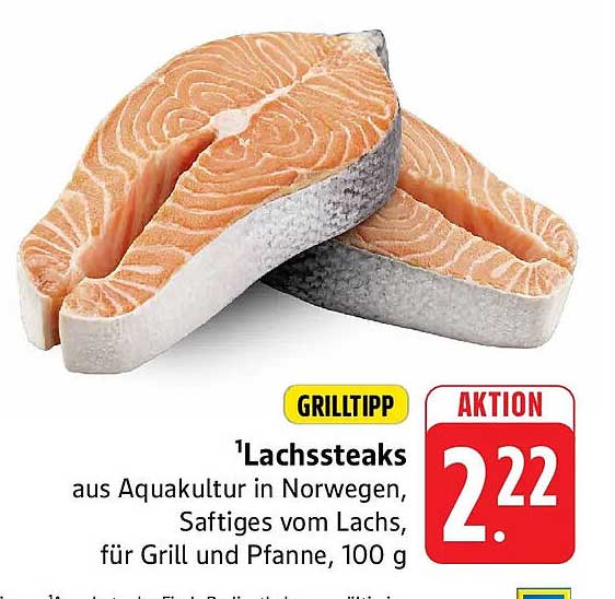 GRILLTIPP Lachssteaks aus Aquakultur in Norwegen, Saftiges vom Lachs, für Grill und Pfanne, 100 g