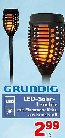 GRUNDIG LED-Solar-Leuchte mit Flammeneffekt aus Kunststoff