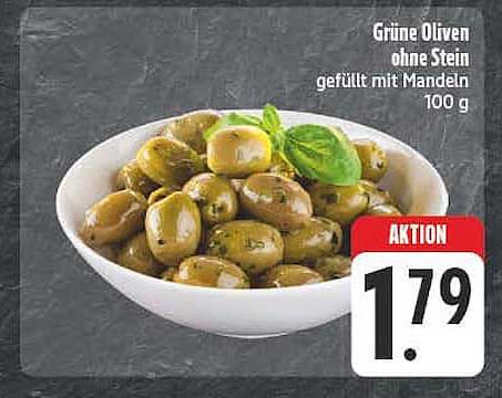 Grüne Oliven ohne Stein gefüllt mit Mandeln 100 g