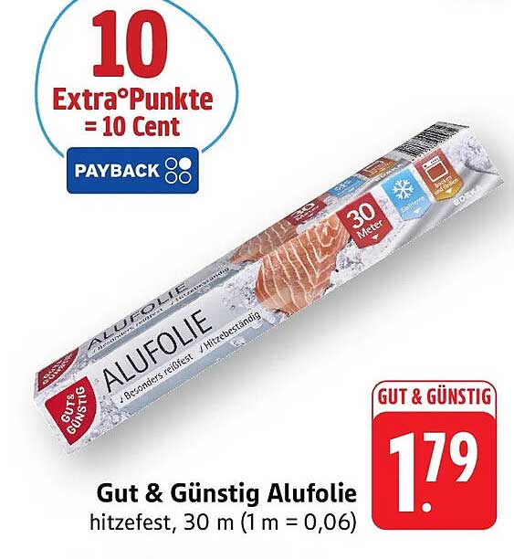 Gut & Günstig Alufolie hitzefest, 30 m (1 m = 0,06)