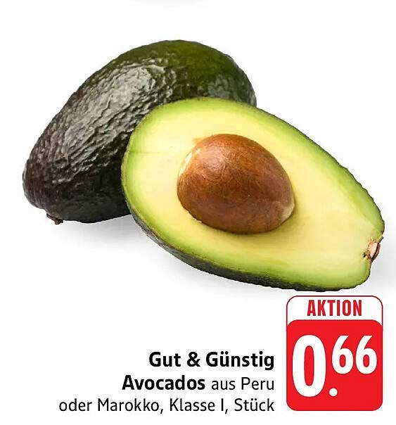 Gut & Günstig Avocados aus Peru oder Marokko, Klasse I, Stück