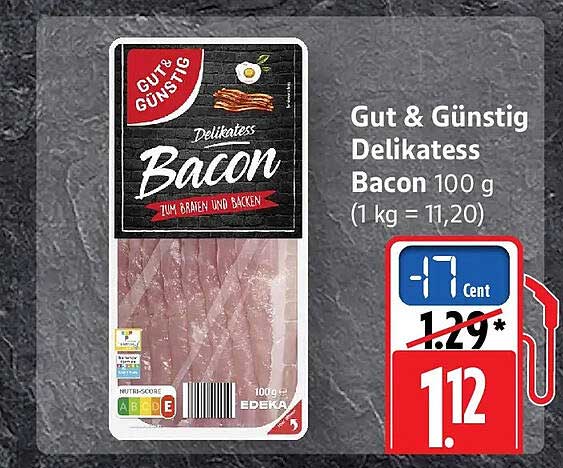 Gut & Günstig Delikatess Bacon 100 g (1 kg = 11,20)