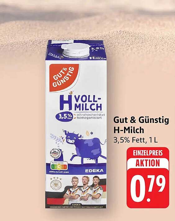 Gut & Günstig H-Milch 3,5% Fett, 1 L