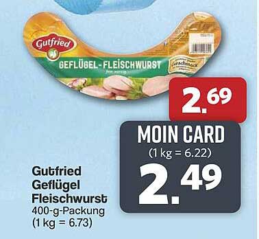 Gutfried Geflügel Fleischwurst 400-g-Packung (1 kg = 6.73)