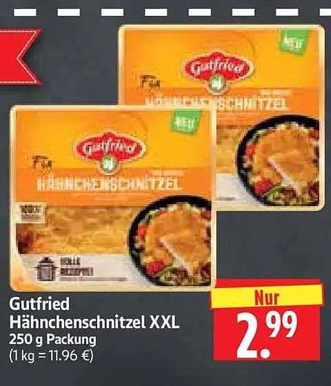 Gutfried Hähnchenschnitzel XXL 250 g Packung (1 kg = 11.96 €)