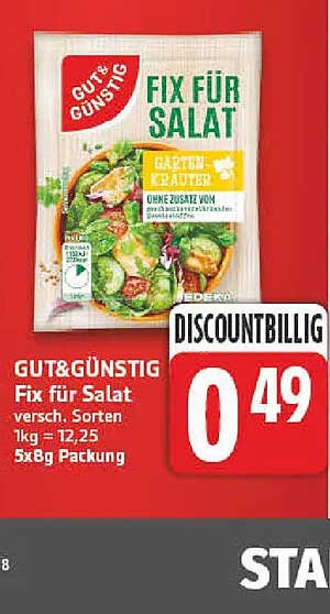 GUT&GÜNSTIG Fix für Salat versch. Sorten 5x8g Packung