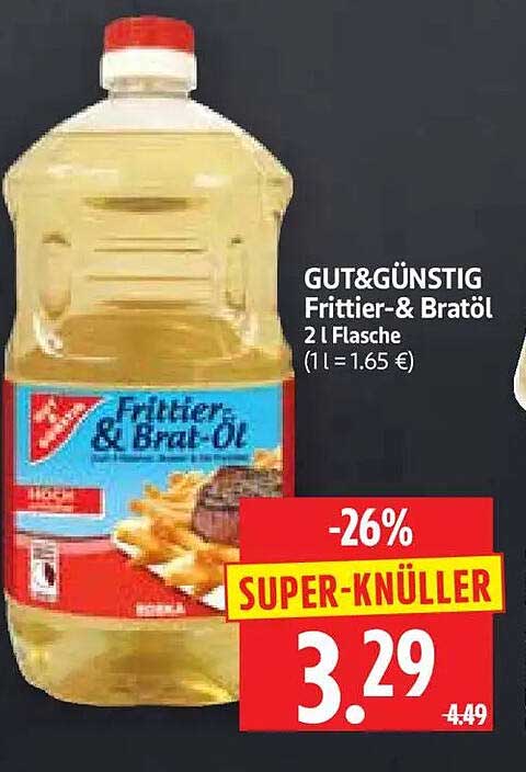 GUT&GÜNSTIG Frittier-& Bratöl 2 l Flasche (1 l = 1.65 €)
