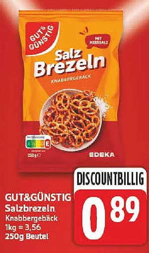 GUT&GÜNSTIG Salzbrezeln Knabbergebäck 250g Beutel