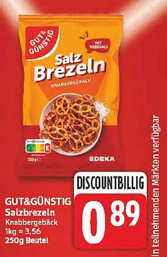 GUT&GÜNSTIG Salzbrezeln Knabbergebäck 250g Beutel