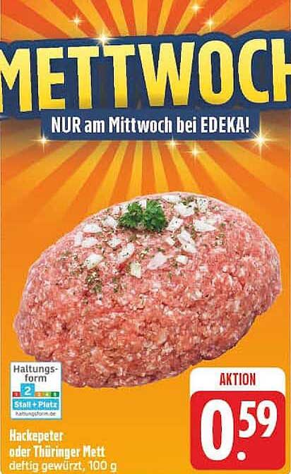 Hackepeter oder Thüringer Mett deftige gewürzt 100 g