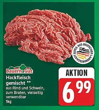 Hackfleisch gemischt ** aus Rind und Schwein, zum Braten, vielseitig verwendbar 1kg