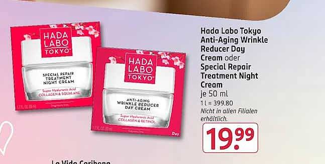 Hada Labo Tokyo Anti-Aging Wrinkle Reducer Day Cream oder Special Repair Treatment Night Cream je 50 ml