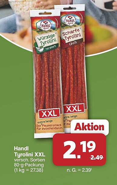 Handl Tyrolini XXL versch. Sorten 80-g-Packung (1 kg = 27.38)