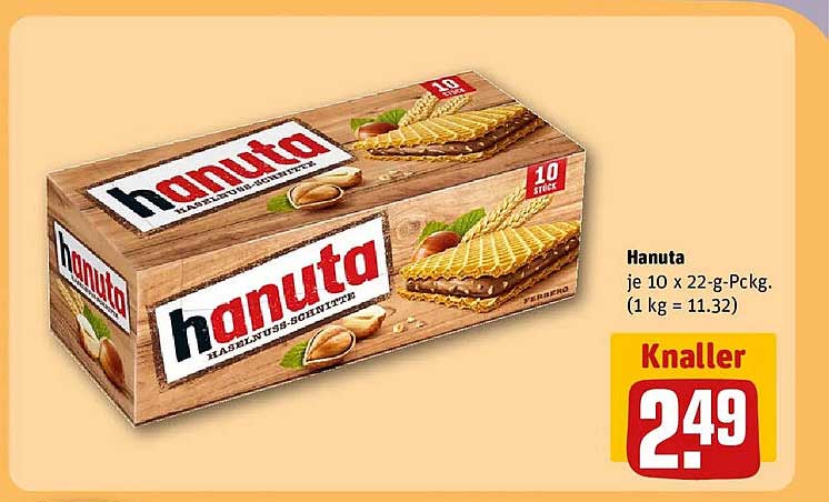 Hanuta je 10 x 22-g-Packg. (1 kg = 11.32)