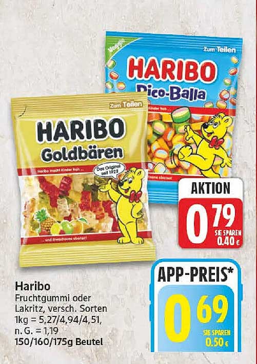 Haribo Fruchtgummi oder Lakritz, versch. Sorten