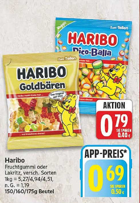 Haribo Fruchtgummi oder Lakritz, versch. Sorten