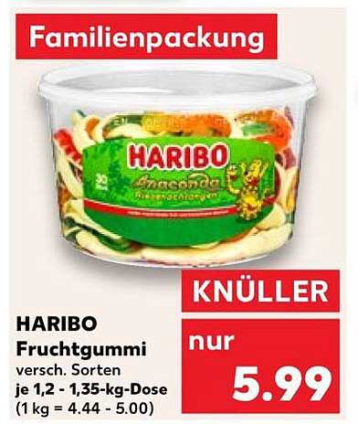 HARIBO Fruchtgummi versch. Sorten je 1,2 - 1,35-kg-Dose (1 kg = 4.44 - 5.00)
