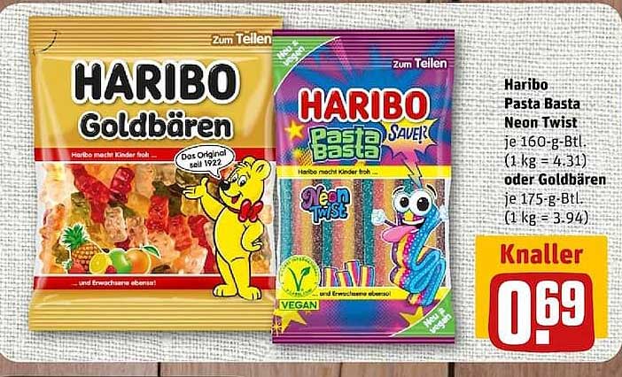 Haribo Pasta Basta Neon Twist oder Goldbären