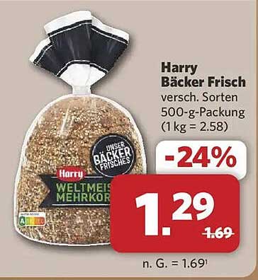 Harry Bäcker Frisch versch. Sorten 500-g-Packung (1 kg = 2.58)