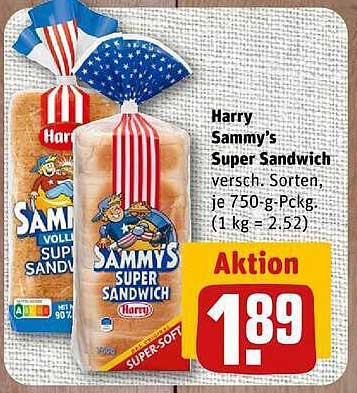 Harry Sammy's Super Sandwich versch. Sorten, je 750-g-Pckg. (1 kg = 2,52)
