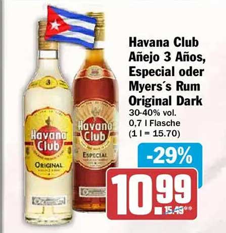 Havana Club Añejo 3 Años, Especial oder Myer’s Rum Original Dark