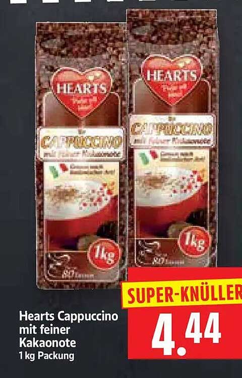 Hearts Cappuccino mit feiner Kakaonote 1 kg Packung