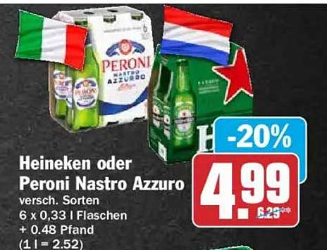 Heineken oder Peroni Nastro Azzuro