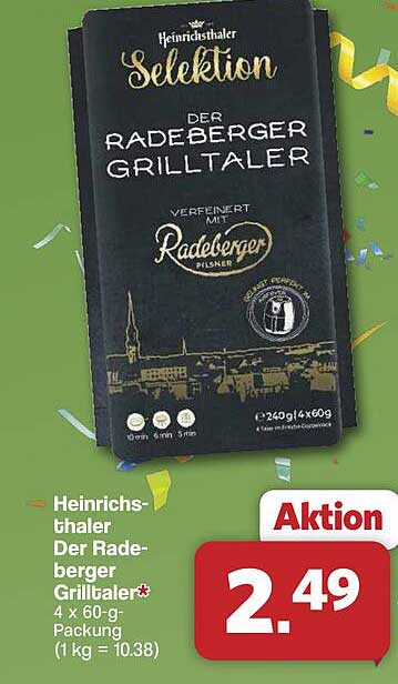 Heinrichsthaler Der Radeberger Grilltaler* 4 x 60-g-Packung (1 kg = 10.38)