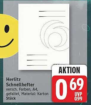 Herlitz Schnellhefter vers. Farben, A4, gefaltet, Material: Karton Stück