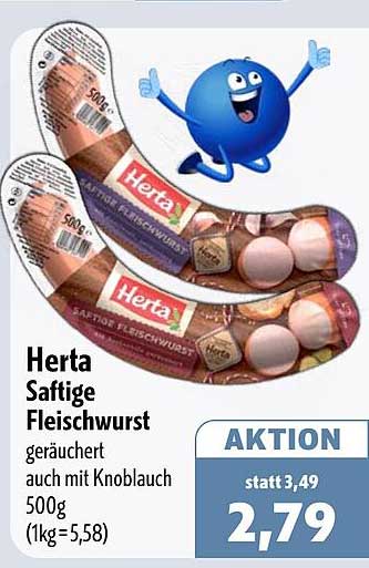 Herta Saftige Fleischwurst geräuchert auch mit Knoblauch 500g