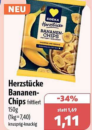 Herzstücke Bananen-Chips frittiert