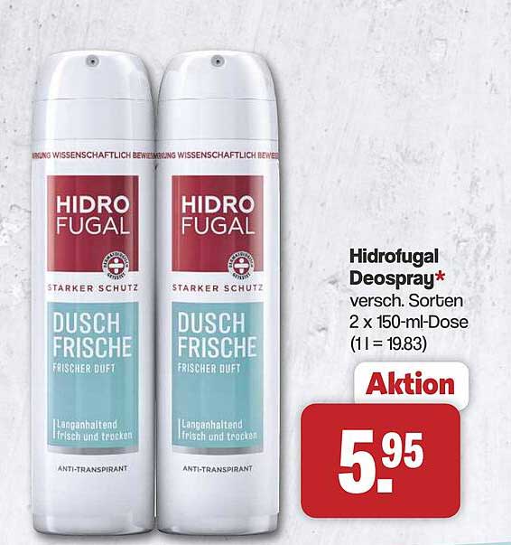 Hidrofugal Deospray* versch. Sorten 2 x 150-ml-Dose (1 l = 19.83)