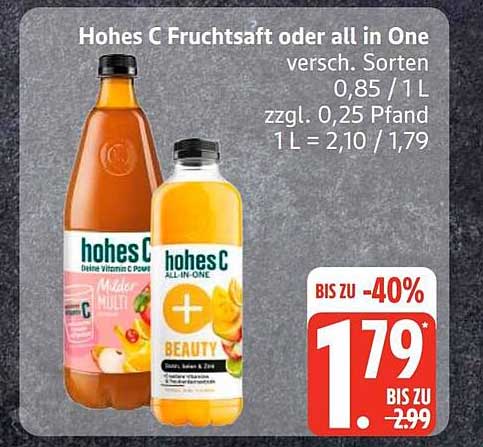 Hohes C Fruchtsaft oder all in One versch. Sorten 0,85 l