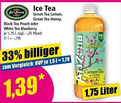 Ice Tea Green Tea Lemon, Green Tea Honey, Black Tea Peach oder White Tea Blueberry