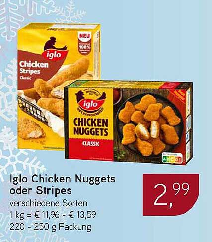 Iglo Chicken Nuggets oder Stripes verschiedene Sorten