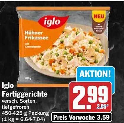 Iglo Fertiggerichte vers. Sorten, tiefgefroren, 450-425 g Packung (1 kg = 6.64-7.04)