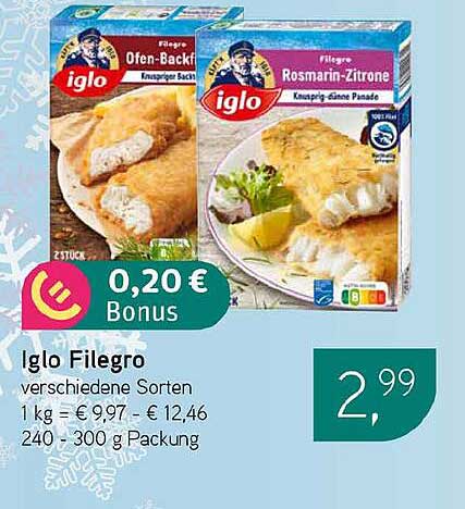 Iglo Filegro verschiedene Sorten