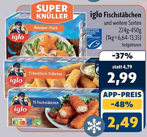 iglo Fischstäbchen und weitere Sorten