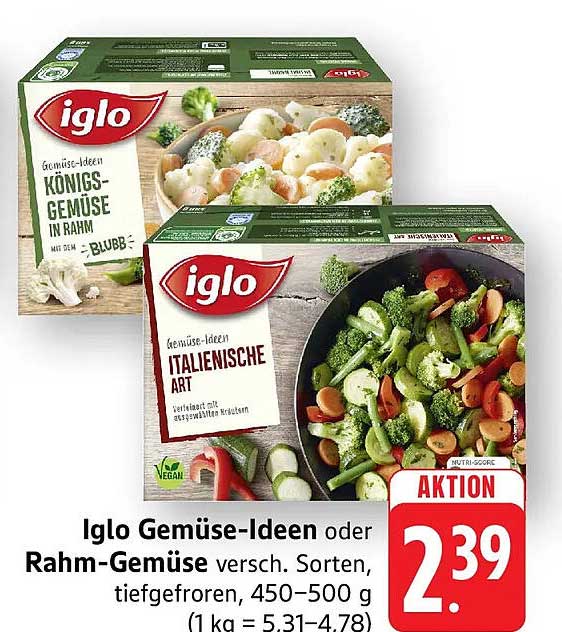 Iglo Gemüse-Ideen oder Rahm-Gemüse versch. Sorten, tiefgefroren, 450–500 g