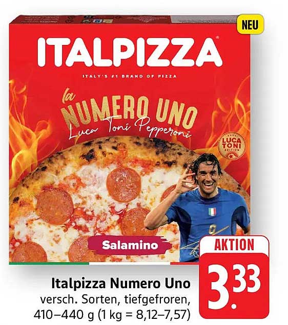 Italpizza Numero Uno versch. Sorten, tiefgefroren, 410–440 g (1 kg = 8,12–7,57)