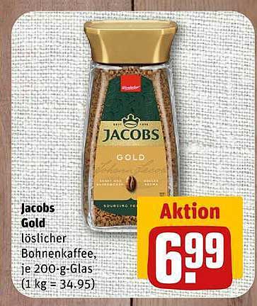 Jacobs Gold löslicher Bohnenkaffee, je 200-g-Glas (1 kg = 34,95)